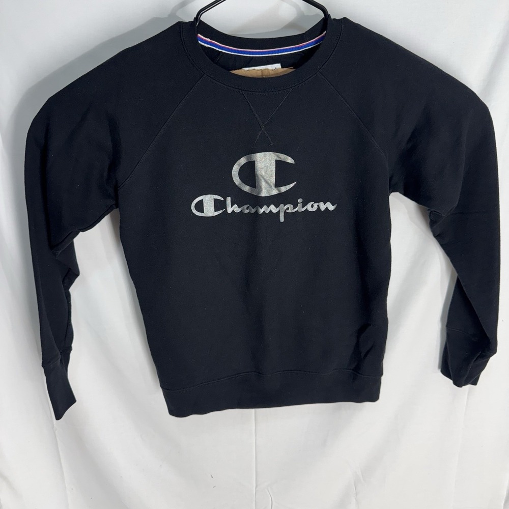 Champion Hologram Logo Powerblend Crewneck Black Sweatshirt Size M